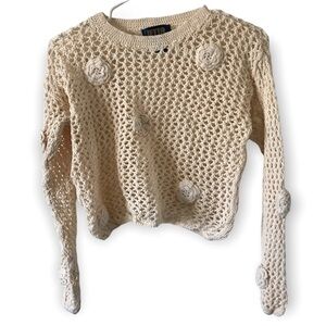 3/$15 Jetta Y2K beige long sleeve crop knit sweater (T5)